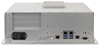 This image shows the 6300B-PBD performance and advanced wall mount box PC with a fan.