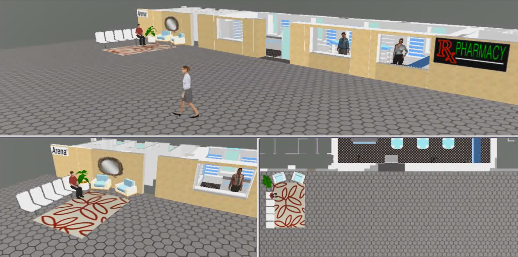 The simulated model of the post office through Arena Software (see